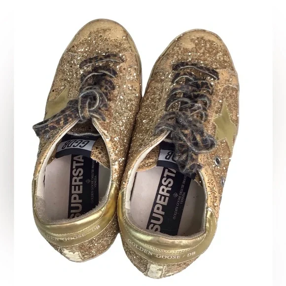 Golden Goose Gold Glitter Shoes, Sz 37, GUC